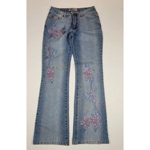 Vintage Embroidered Flower Jeans Women's Size 9/10